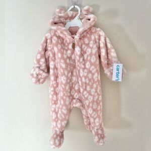 Carter's 3 Months Hooded Sherpa winter jumpsuit for girls